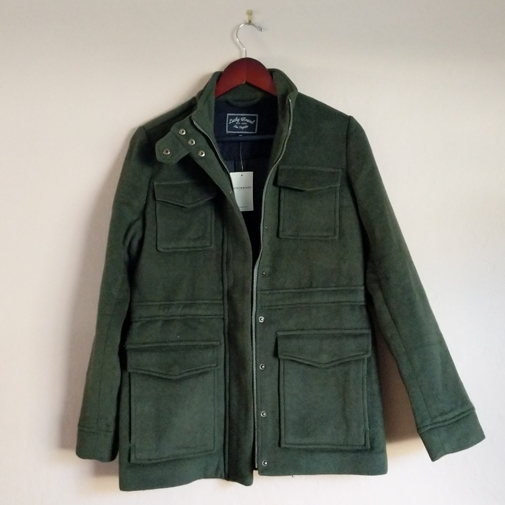 Lucky Brand Wool Military Coat Green XS New
